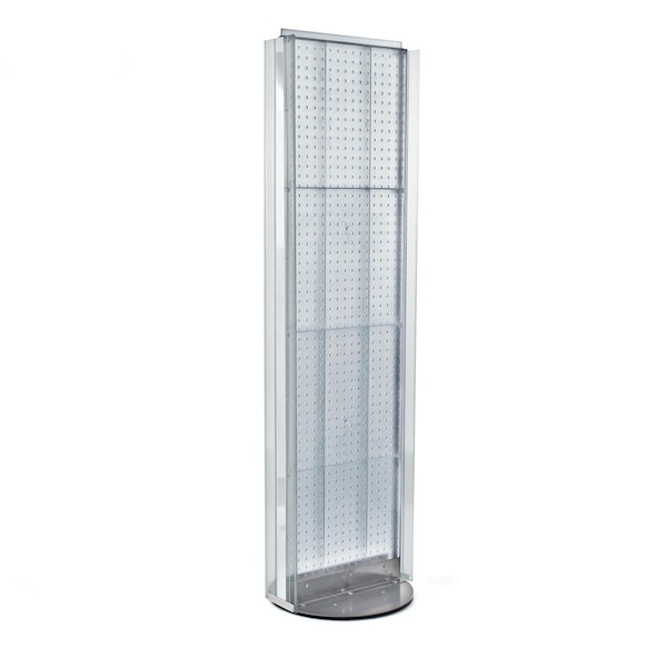 Two-Sided Pegboard Floor Display w/ C-Channel Sides on Revolving Base. Spinner Rack Stand.